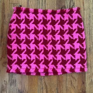 Versace Pink and Red Houndstooth Mini Skirt